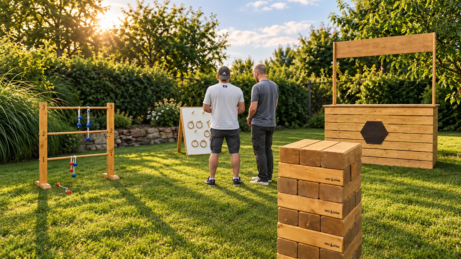 XXL-Eventspiele und Candybar-Zelt von Herz & Späne im Garten
